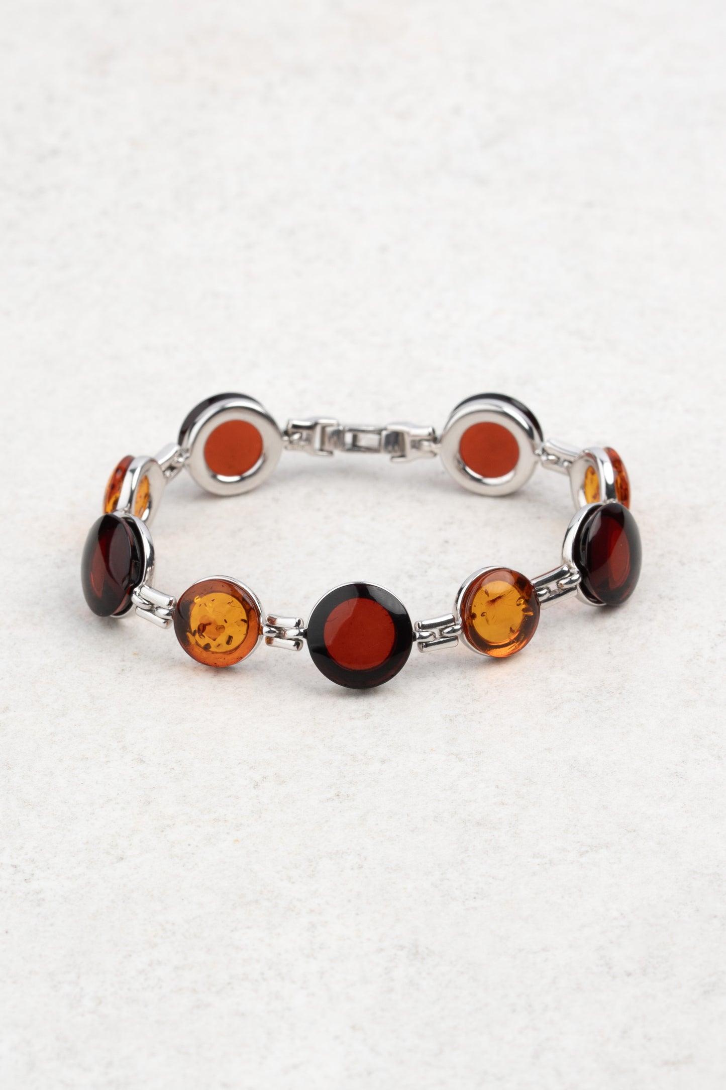 Silver Bracelet With Cherry & Honey Amber "Solaris Vinculum"