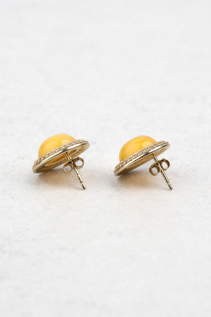 Paauksuoti geltonojo gintaro auskarai „Sol Aurata“