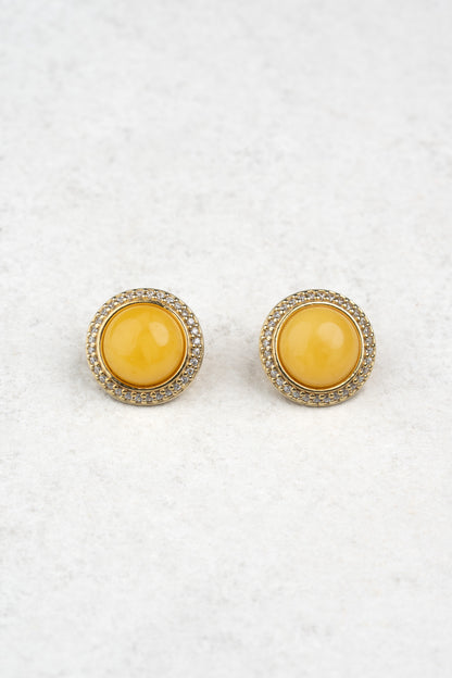 Paauksuoti geltonojo gintaro auskarai „Sol Aurata“