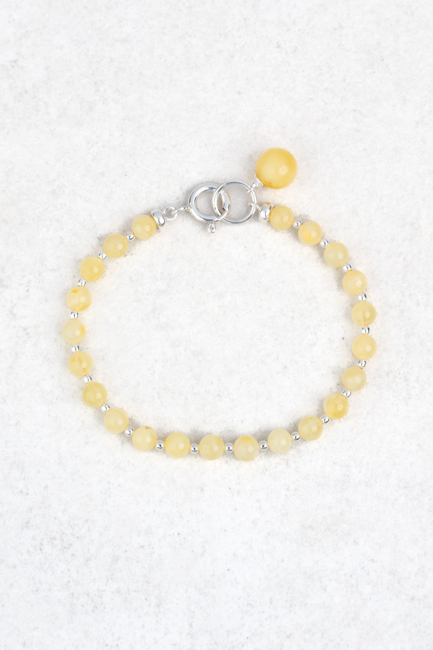 Silver Bracelet with Milky Baltic Amber "Luna Alba"