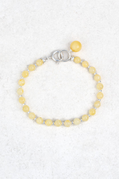 Silver Bracelet with Milky Baltic Amber "Luna Alba"