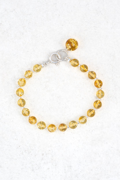 Silver Bracelet with Yellow Baltic Amber "Aurora Mellea"