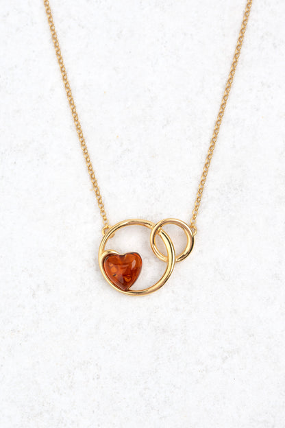 Paauksuotas gintarinis pakabukas su medaus spalvos gintaru „Nodus Amor“