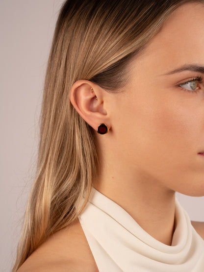 Gold-Plated Earrings with Cherry-Colored Amber "Florentia Aurum"