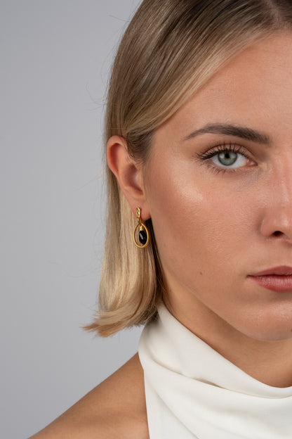 Paauksuoti gintaro auskarai su vyšniniu gintaru „Umbra Solis"