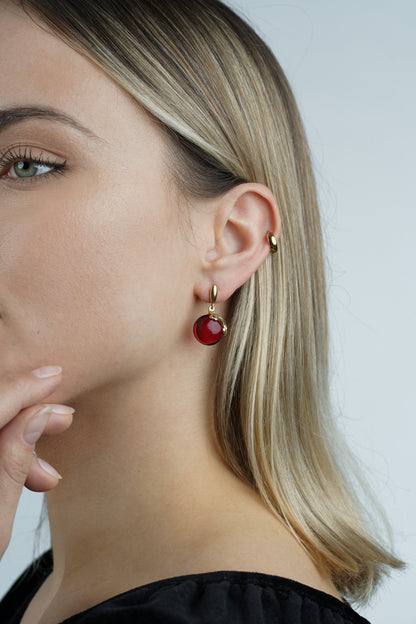 Gold-Plated Earrings with Natural Red Amber "Peccatum Dulce – Cochlea"