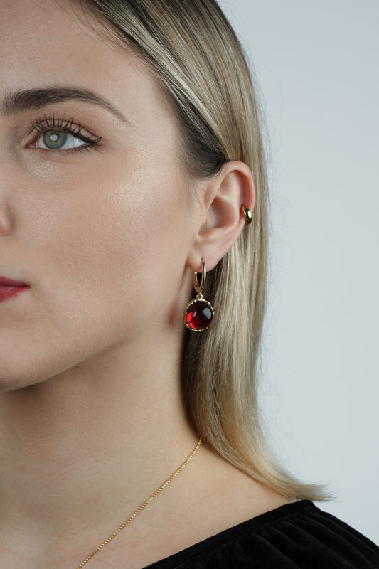 Gold-Plated Earrings with Natural Red Amber "Peccatum Dulce – Rubrum"