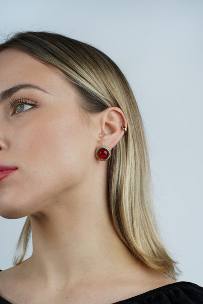 Gold-Plated Earrings with Natural Red Amber "Peccatum Dulce – Nexus"