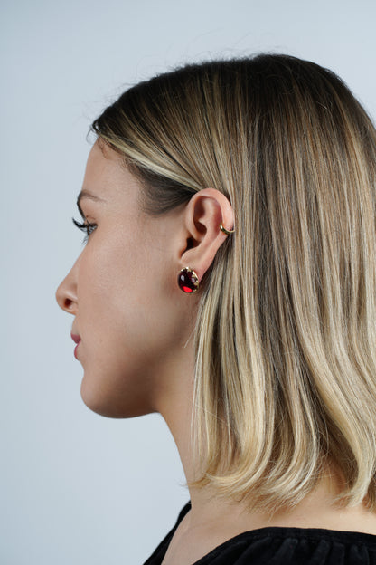 Gold-Plated Earrings with Natural Red Amber "Peccatum Dulce – Monile"