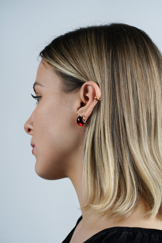 Gold-Plated Earrings with Natural Red Amber "Peccatum Dulce – Monile"