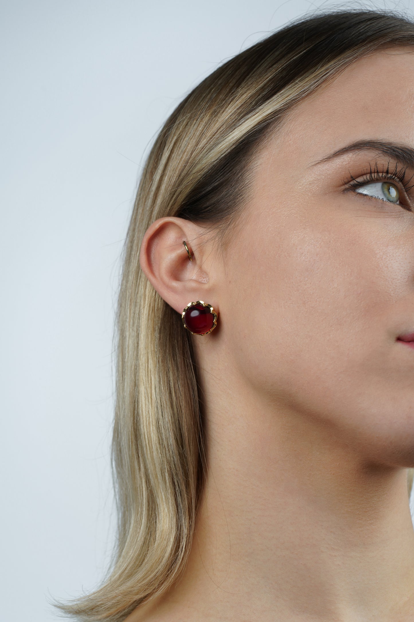 Gold-Plated Earrings with Natural Red Amber "Peccatum Dulce – Monile"