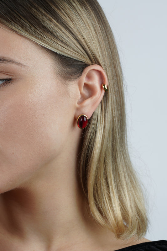 Gold-Plated Earrings with Natural Red Amber "Peccatum Dulce – Litura"