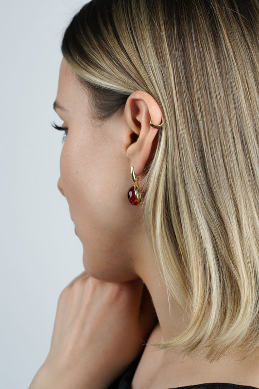 Gold-Plated Earrings with Natural Red Amber "Peccatum Dulce – Volans"