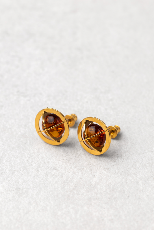 Gold-Plated Amber Earrings "Stellarum Sfera"