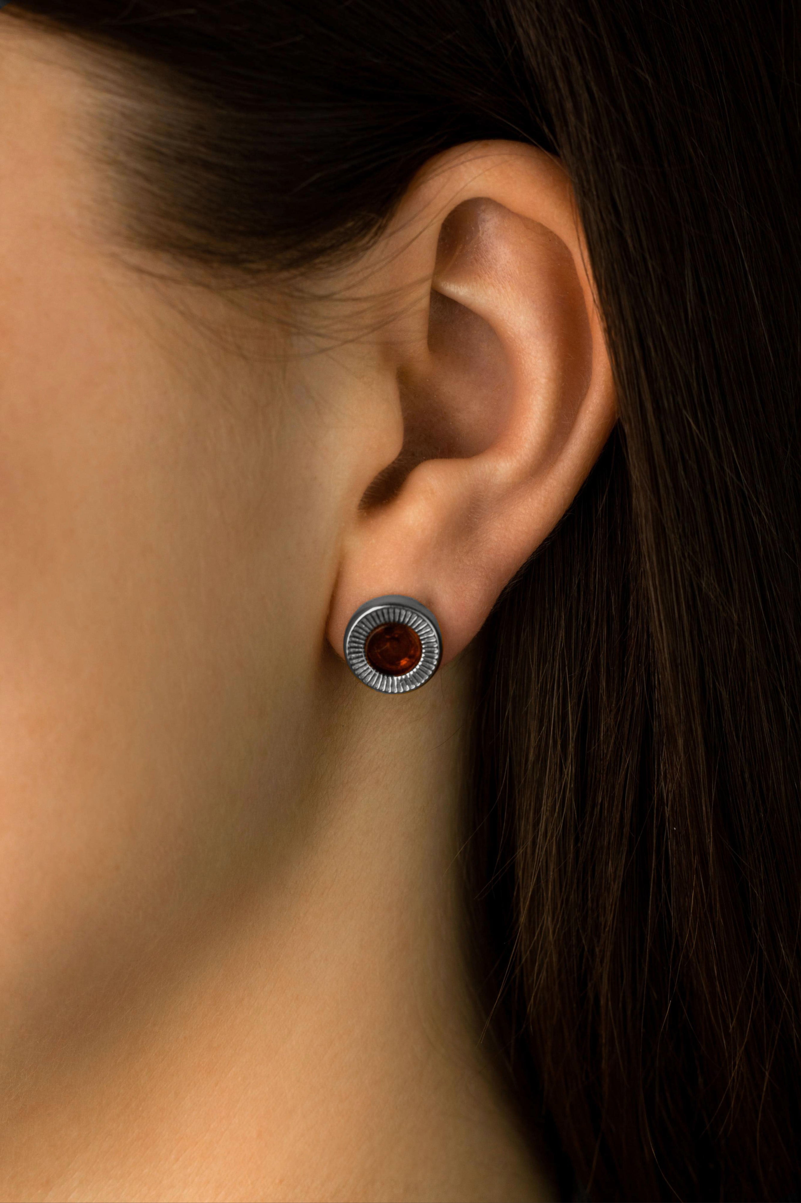 Silver Earrings with Honey Amber "Aurea Solis“