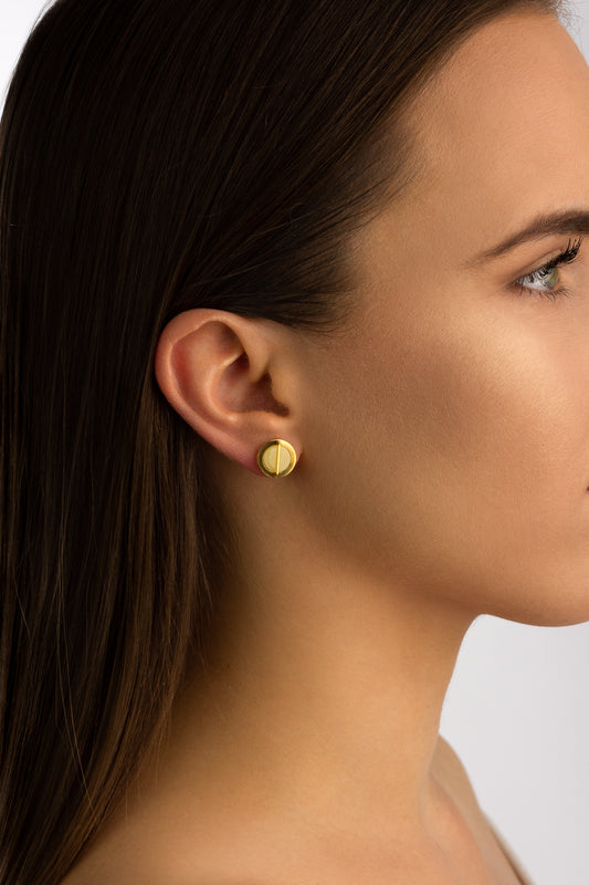 Gold-Plated Amber Earrings "Stellarum Orbis Lumen"