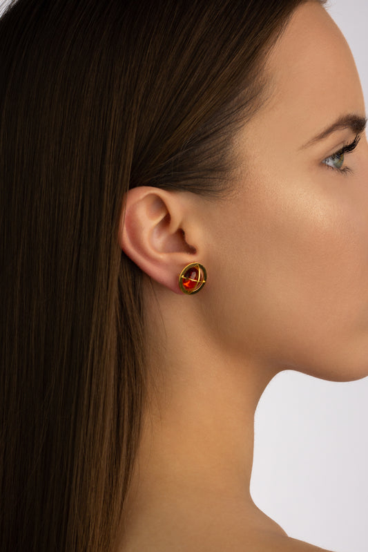 Gold-Plated Amber Earrings "Stellarum Sfera"
