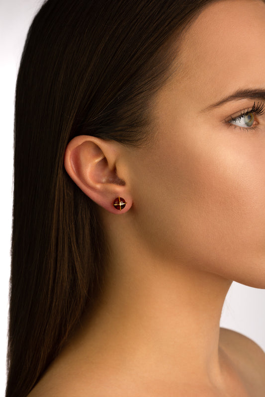 Gold-Plated Amber Earrings „Orbis Harmonia“