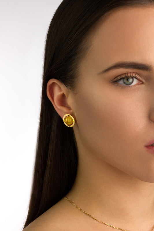 Paauksuoti gintariniai auskarai „Stellarum Sfera“