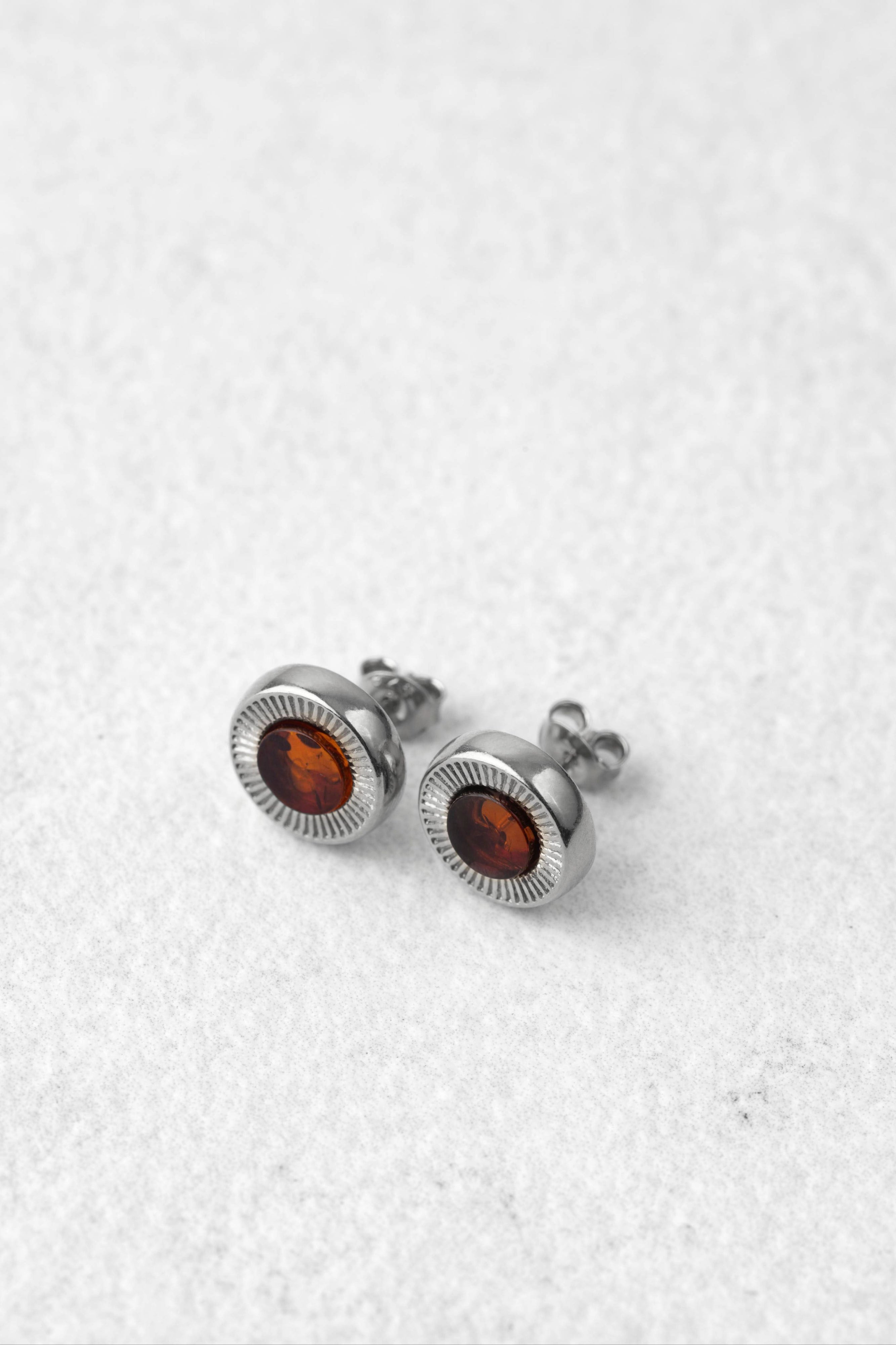 Silver Earrings with Honey Amber "Aurea Solis“