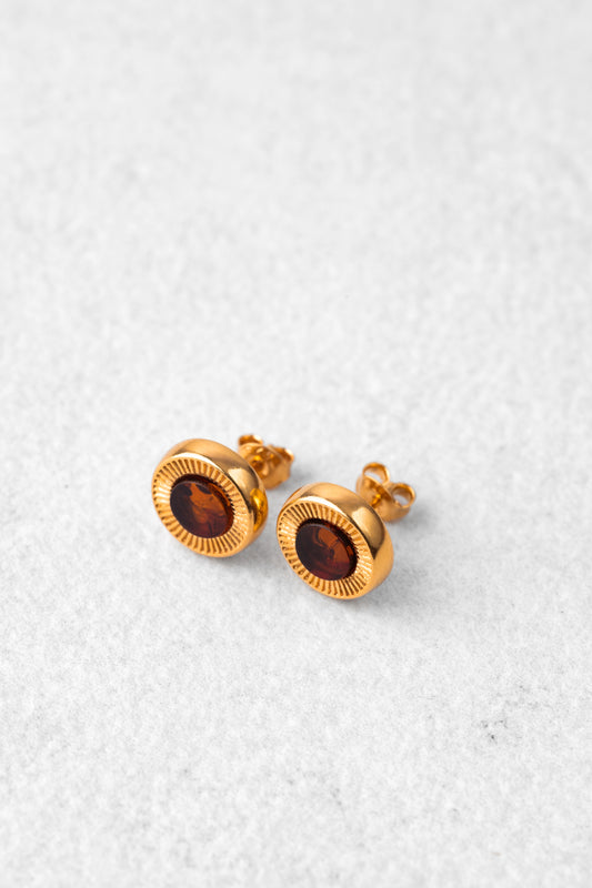 Gold-Plated Amber Earrings "Aurea Solis“