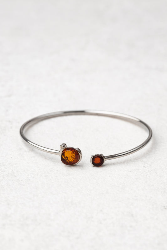 Sterling Silver Bracelet with Honey and Cherry-Colored Amber "Caelum Vivum"