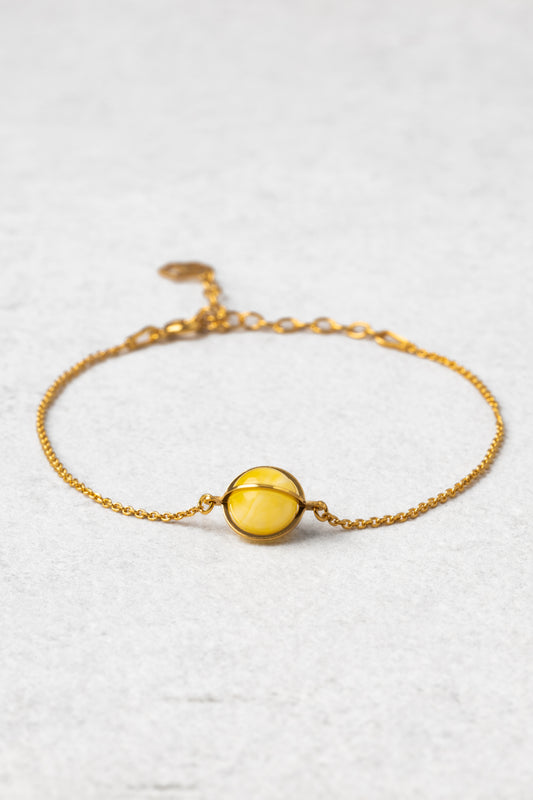 Pauksuota elegantiška gintarinė apyrankė „Aurum Sfera“