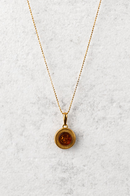Gold-Plated Amber Pendant with Honey-Colored Amber "Aurora Baltica Gold"