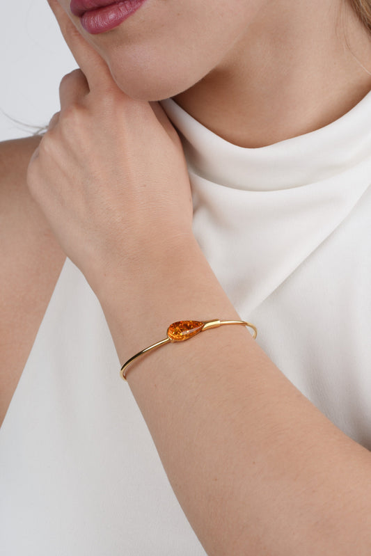 Gold-Plated Bracelet with Honey Amber "Calor"