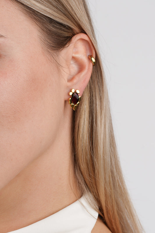 Gold-Plated Earrings with Cherry Amber  "Luxar Ambrosium - Origo Minor“