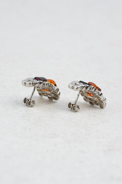 Silver Earrings with Honey and Cherry-Colored Amber "Luxar Ambrosium - Fides“