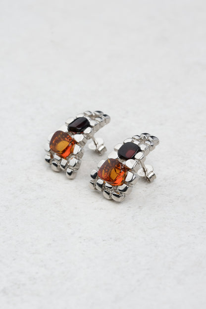 Silver Earrings with Honey and Cherry-Colored Amber "Luxar Ambrosium - Fides“