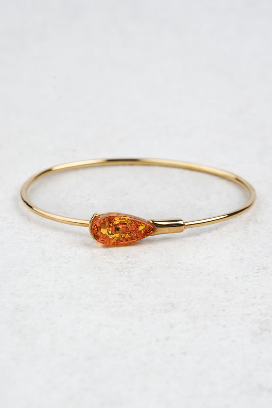 Gold-Plated Bracelet with Honey Amber "Calor"