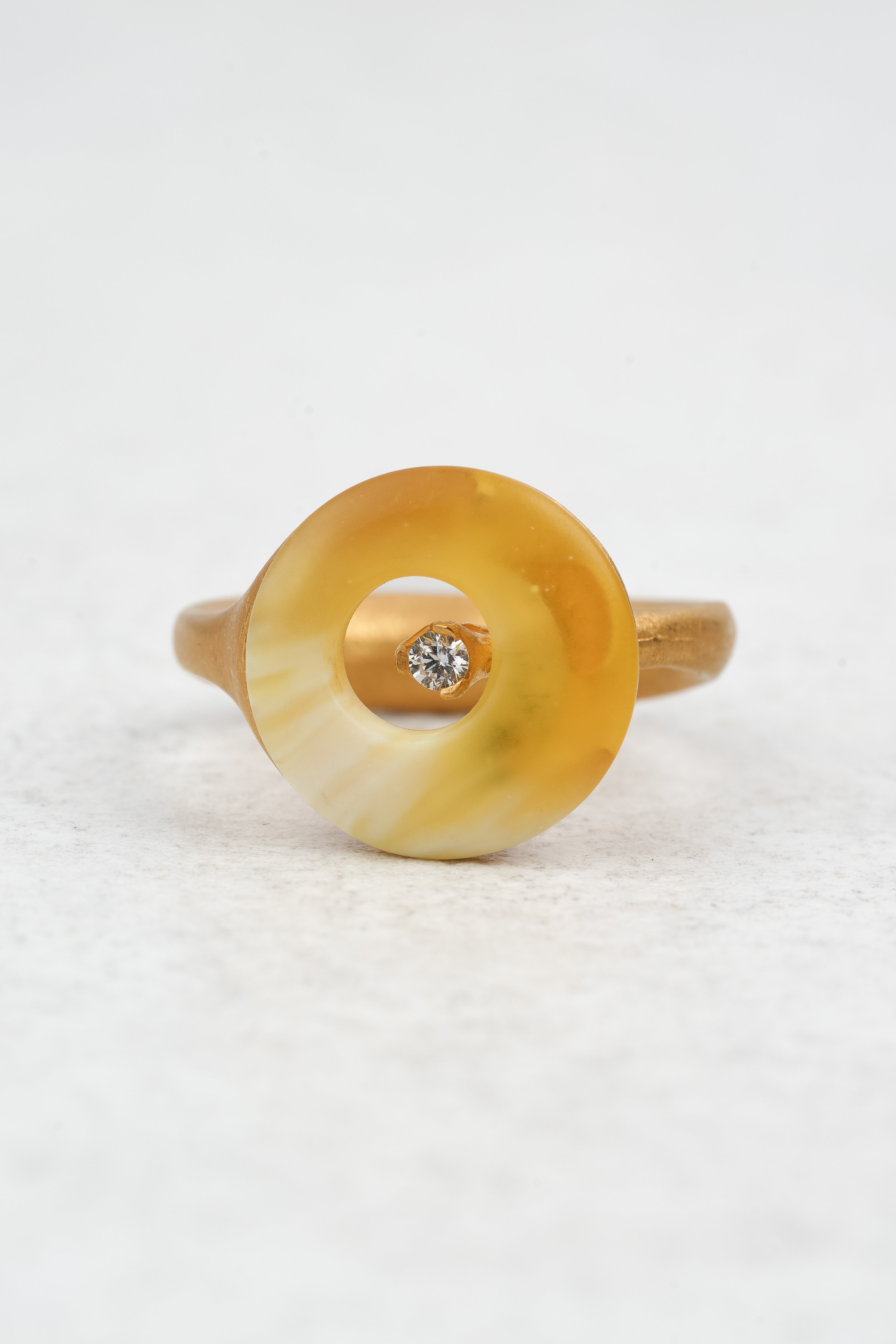 Gold-Plated Ring with Milky Amber "Fragmenta Imperii – Doria"