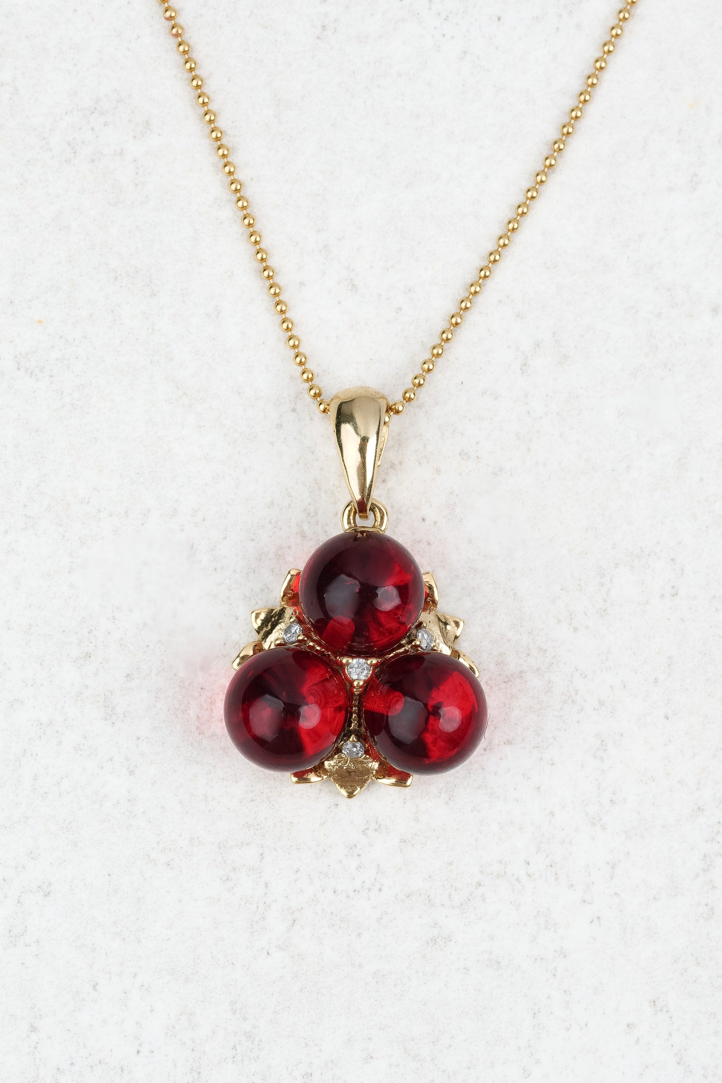 Gold-Plated Necklace with Natural Red Amber "Peccatum Dulce – Cerasa"