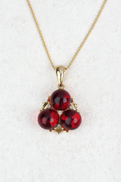 Gold-Plated Necklace with Natural Red Amber "Peccatum Dulce – Cerasa"