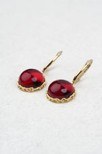 Gold-Plated Earrings with Natural Red Amber “Peccatum Dulce – Rubrum”