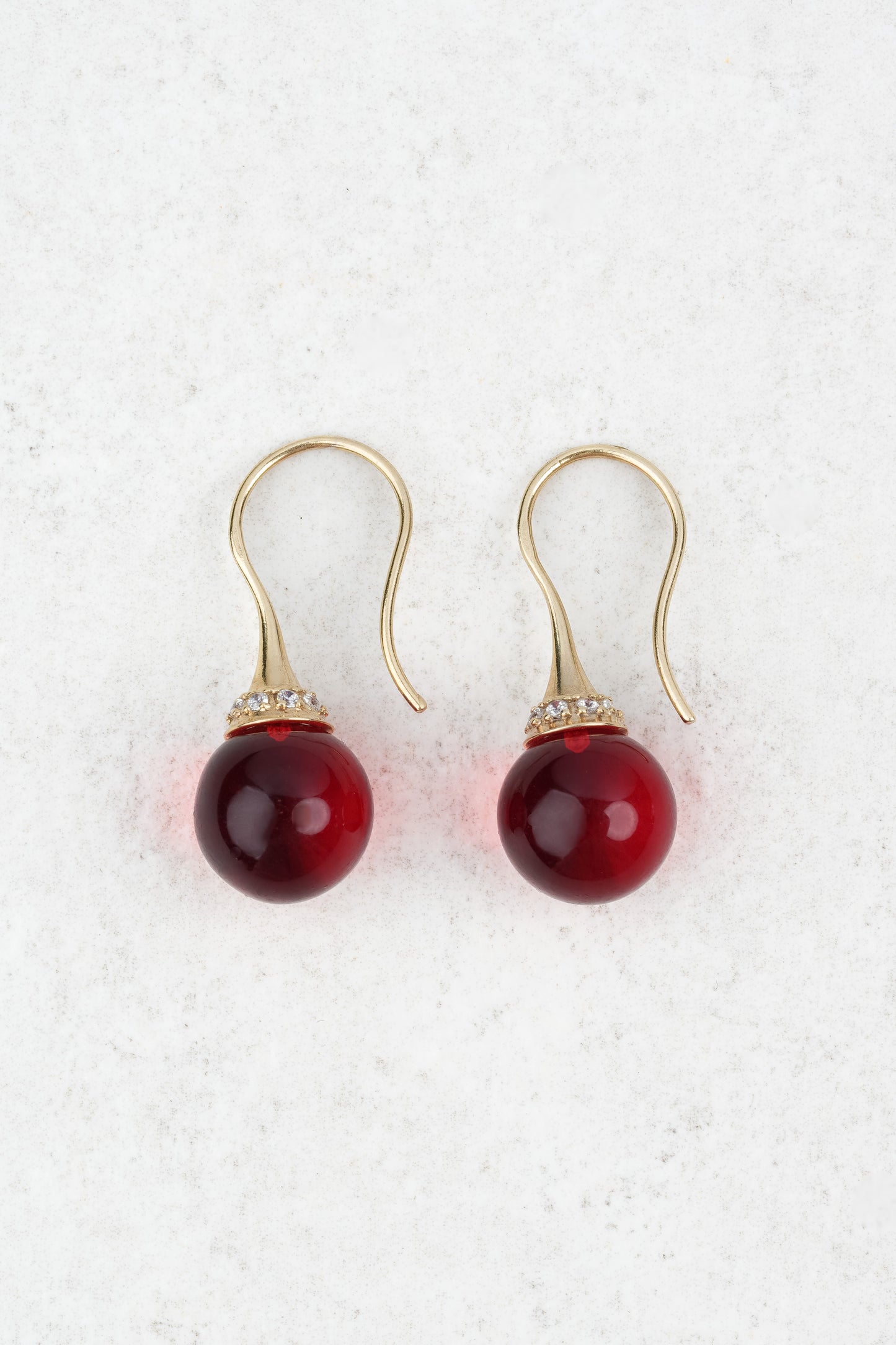 Gold-Plated Earrings with Natural Red Amber "Peccatum Dulce – Vena"