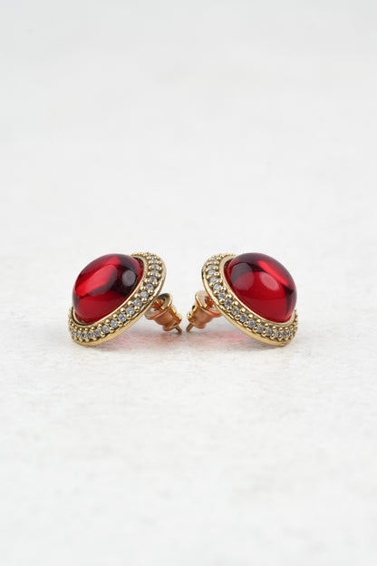 Gold-Plated Earrings with Natural Red Amber "Peccatum Dulce – Nexus"