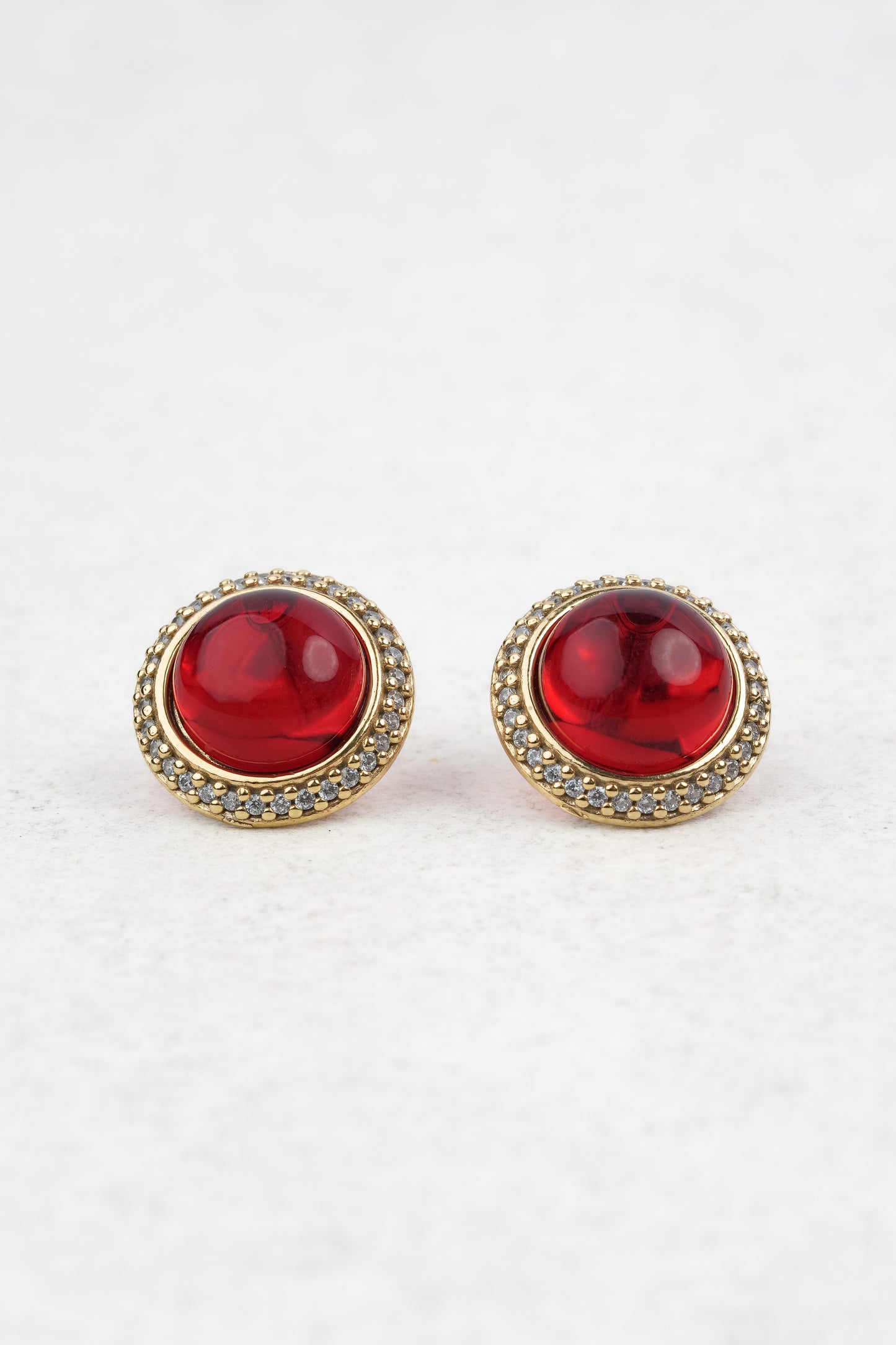 Gold-Plated Earrings with Natural Red Amber "Peccatum Dulce – Nexus"