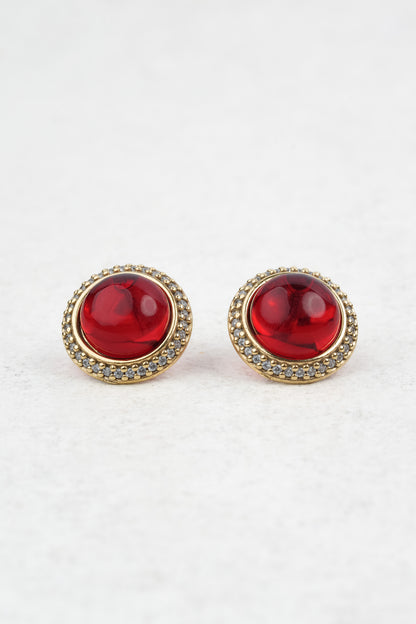 Gold-Plated Earrings with Natural Red Amber "Peccatum Dulce – Nexus"