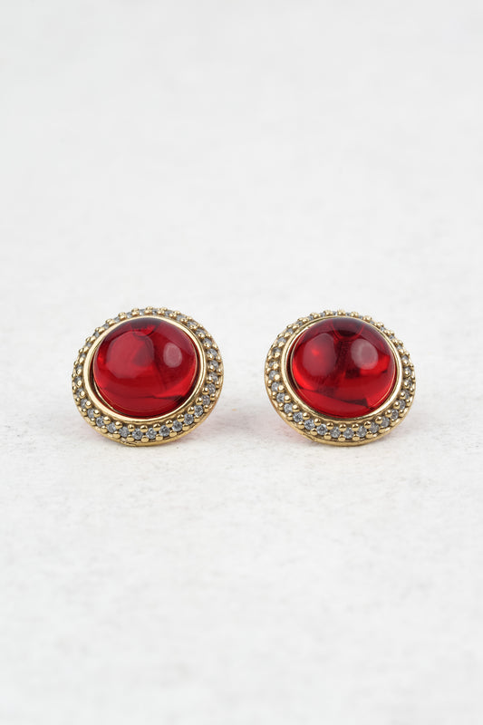 Gold-Plated Earrings with Natural Red Amber "Peccatum Dulce – Nexus"