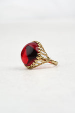 Gold-Plated Ring with Natural Red Amber “Peccatum Dulce – Regalia”