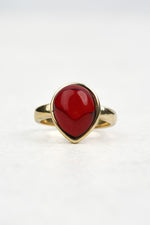 Gold-Plated Ring with Natural Red Amber “Peccatum Dulce – Lacrima”