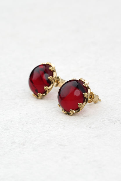 Gold-Plated Earrings with Natural Red Amber "Peccatum Dulce – Monile"
