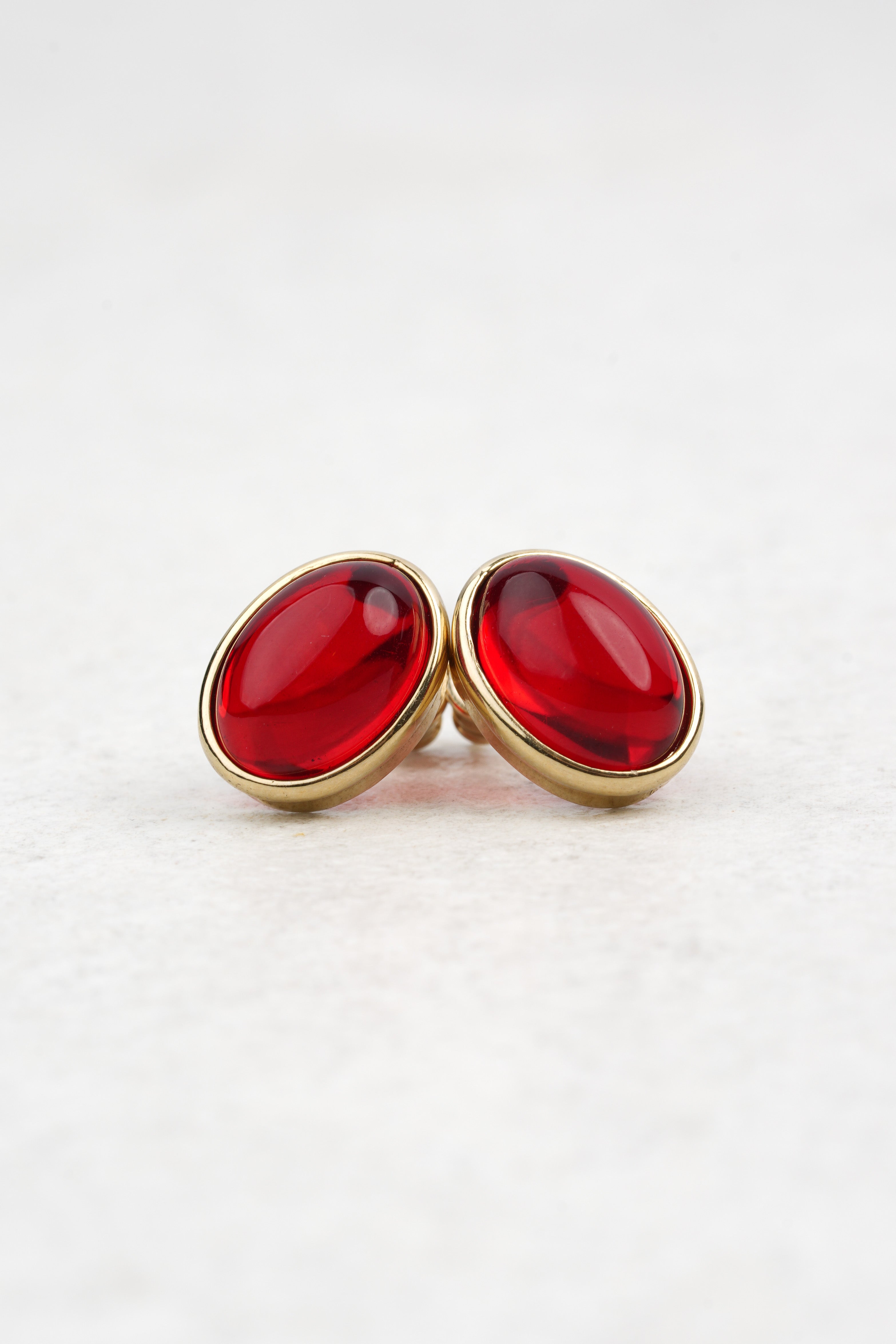 Gold-Plated Earrings with Natural Red Amber "Peccatum Dulce – Litura"