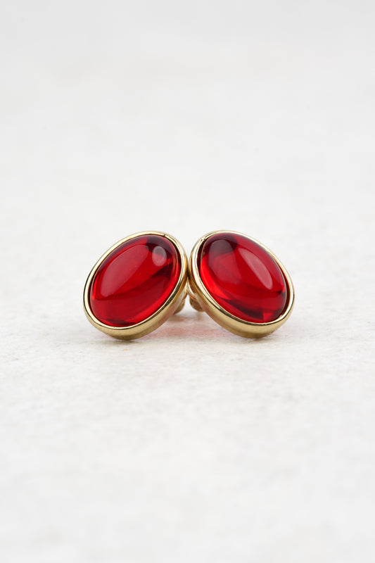 Gold-Plated Earrings with Natural Red Amber "Peccatum Dulce – Litura"