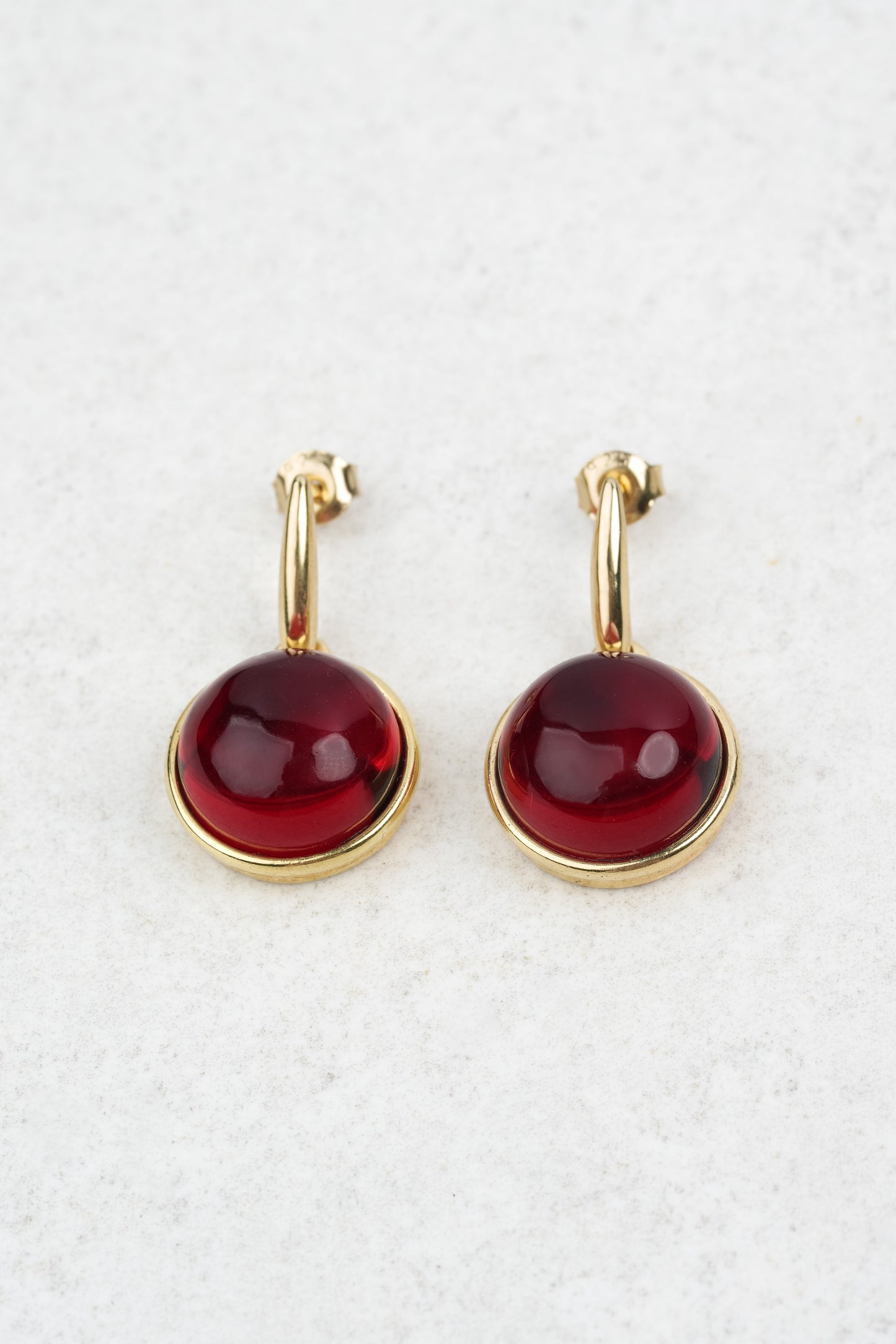 Gold-Plated Earrings with Natural Red Amber "Peccatum Dulce – Volans"