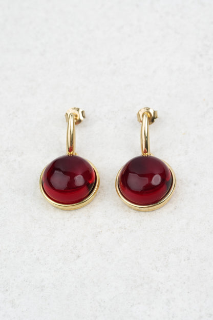 Gold-Plated Earrings with Natural Red Amber "Peccatum Dulce – Volans"
