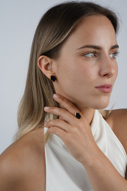Gold-Plated Earrings with Cherry Amber "Fragmenta Imperii – Arcan"